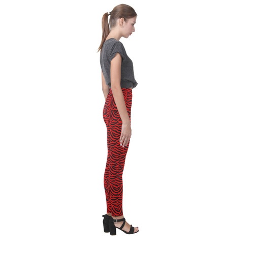 Halloween Red Zebra Striped Pattern Cassandra Women's Leggings (Model L01)