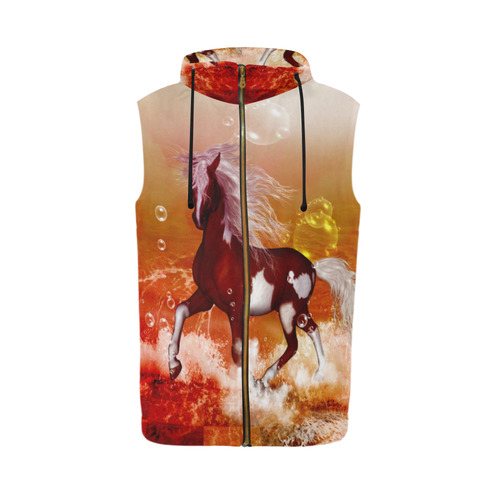 The wild horse All Over Print Sleeveless Zip Up Hoodie for Men (Model H16)