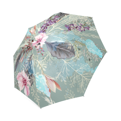 Pink Rose Floral Queen Anne's Lace Foldable Umbrella (Model U01)