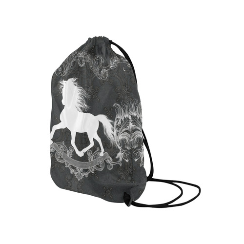 Horse, black and white Medium Drawstring Bag Model 1604 (Twin Sides) 13.8"(W) * 18.1"(H)