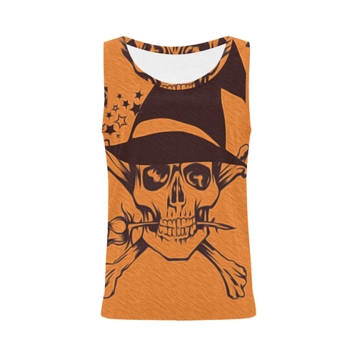 Funny Halloween Skull, orangel by JamColors All Over Print Tank Top for Women (Model T43)