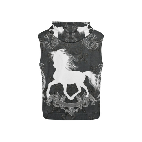 Horse, black and white All Over Print Sleeveless Hoodie for Kid (Model H15)