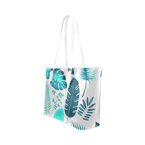 Collection Tropical Leaf Palm Banana Monstera Leather Tote Bag/Small (Model 1651)