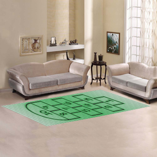 Kid's Green Brick Hopscotch Area Rug 9'6''x3'3''