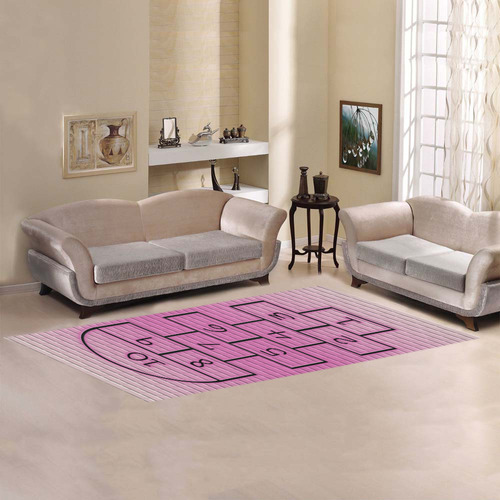 Kid's Pink Brick Hopscotch Area Rug 9'6''x3'3''