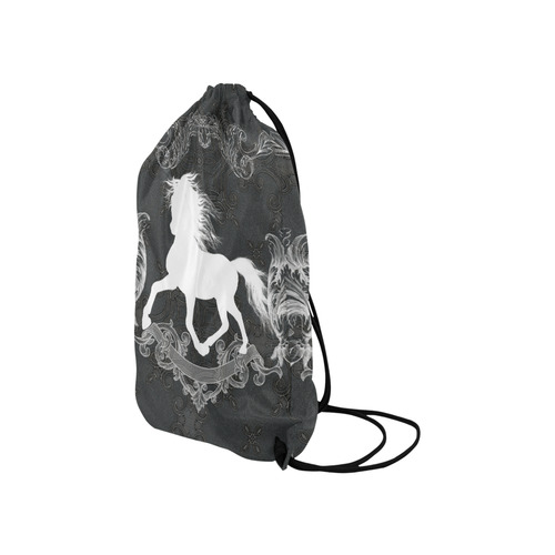 Horse, black and white Small Drawstring Bag Model 1604 (Twin Sides) 11"(W) * 17.7"(H)