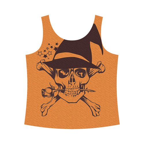 Funny Halloween Skull, orangel by JamColors All Over Print Tank Top for Women (Model T43)