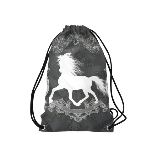 Horse, black and white Small Drawstring Bag Model 1604 (Twin Sides) 11"(W) * 17.7"(H)