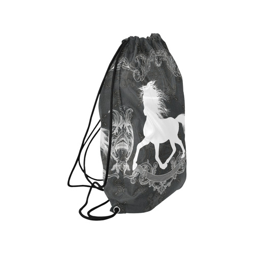 Horse, black and white Small Drawstring Bag Model 1604 (Twin Sides) 11"(W) * 17.7"(H)