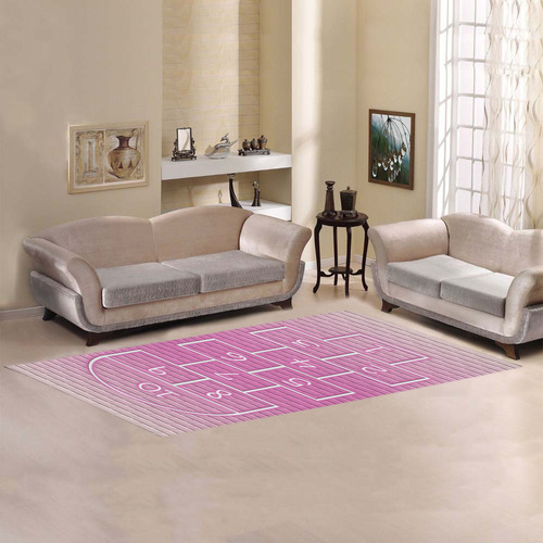 Kid's Pink Brick Hopscotch 2 Area Rug 9'6''x3'3''