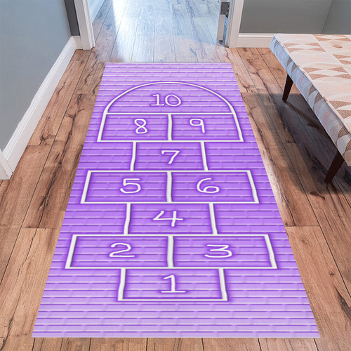 Kid's Purple Brick Hopscotch 2 Area Rug 9'6''x3'3''
