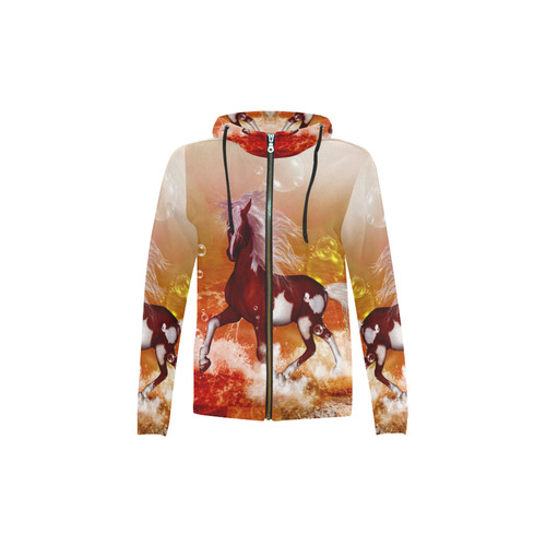 The wild horse All Over Print Full Zip Hoodie for Kid (Model H14)