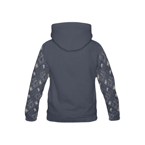 Dark grey blue patchwork All Over Print Hoodie for Kid (USA Size) (Model H13)