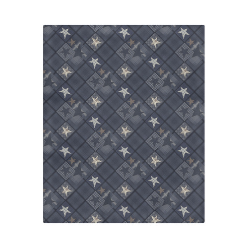 Dark grey blue patchwork Duvet Cover 86"x70" ( All-over-print)