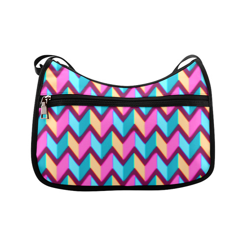 Blue Pink Gold Geometric Pattern Crossbody Bags (Model 1616)