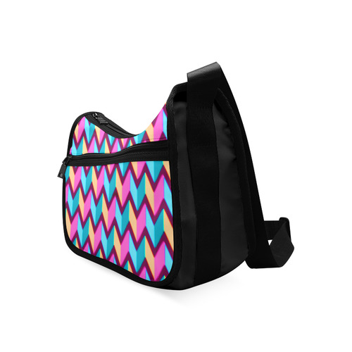 Blue Pink Gold Geometric Pattern Crossbody Bags (Model 1616)