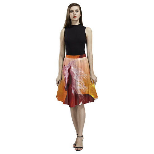 The wild horse Melete Pleated Midi Skirt (Model D15)