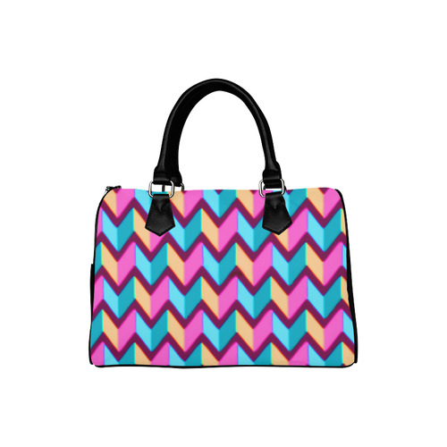 Blue Pink Gold Geometric Pattern Boston Handbag (Model 1621)