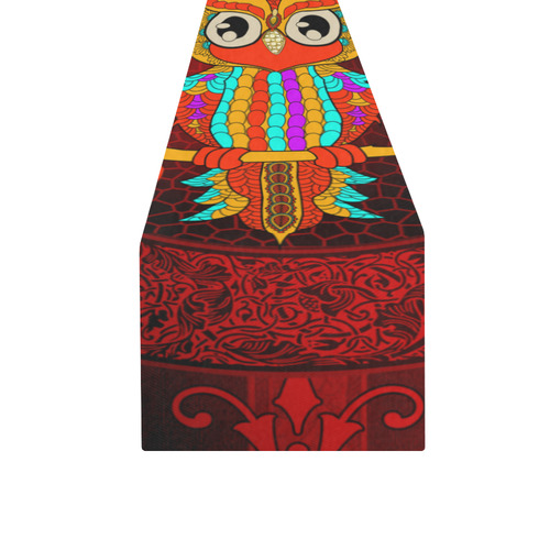 Cute owl, mandala design Table Runner 16x72 inch