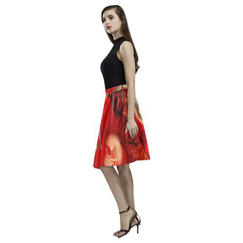 Halloween, pumpkin Melete Pleated Midi Skirt (Model D15)