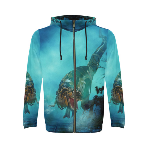 Awesome T-Rex All Over Print Full Zip Hoodie for Men (Model H14)