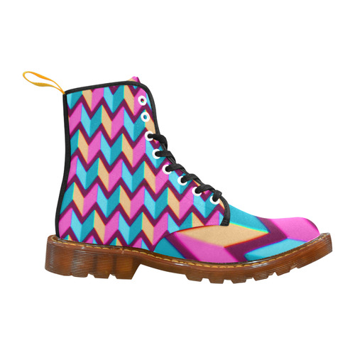 Blue Pink Gold Geometric Pattern Martin Boots For Women Model 1203H
