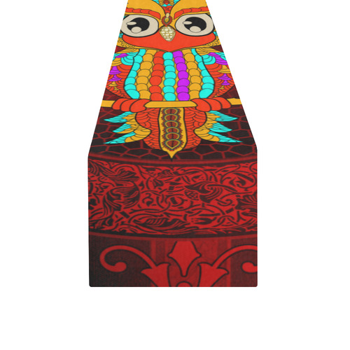 Cute owl, mandala design Table Runner 14x72 inch