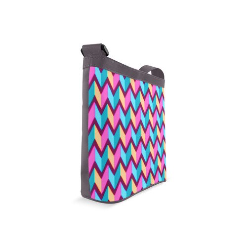 Blue Pink Gold Geometric Pattern Crossbody Bags (Model 1613)