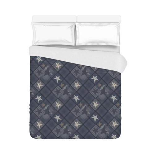 Dark grey blue patchwork Duvet Cover 86"x70" ( All-over-print)