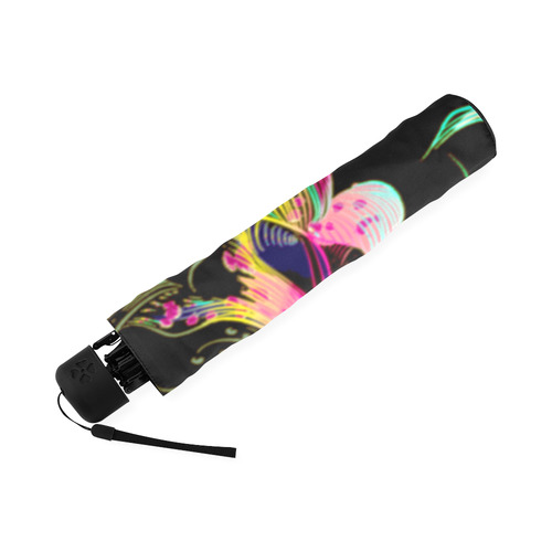 Pink Aqua Yellow Modern Floral Foldable Umbrella (Model U01)