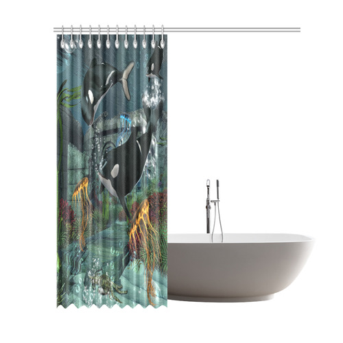 Amazing orcas Shower Curtain 69"x84"