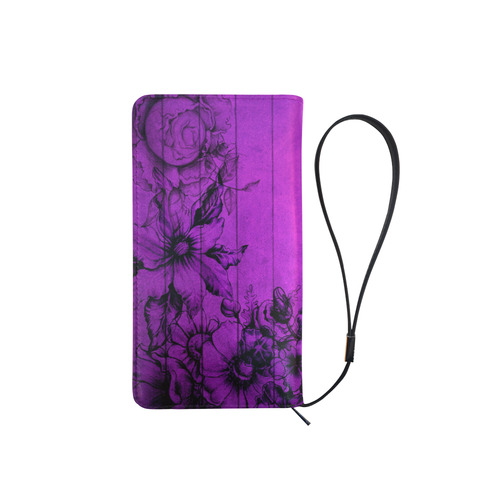 Purple Wall Flowers Men's Clutch Purse （Model 1638）