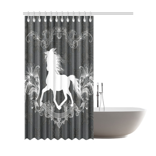 Horse, black and white Shower Curtain 72"x84"