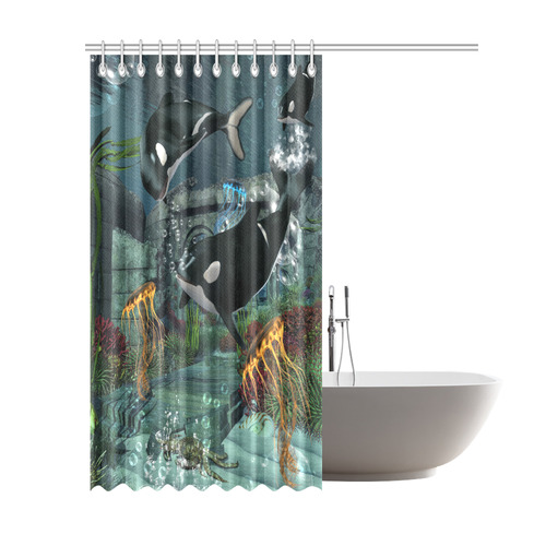 Amazing orcas Shower Curtain 69"x84"