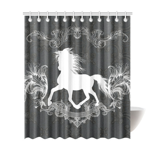 Horse, black and white Shower Curtain 72"x84"
