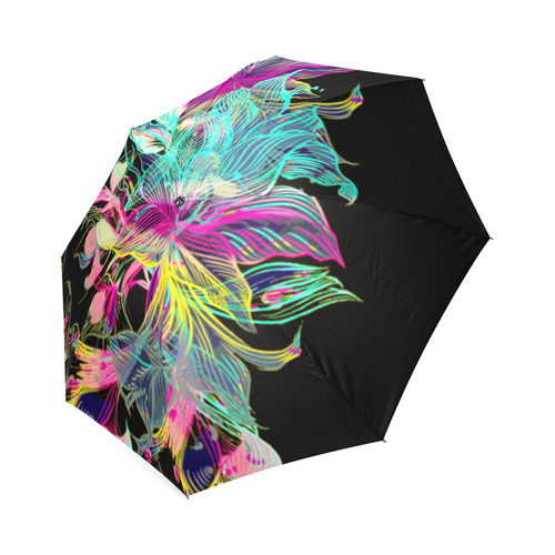 Pink Aqua Yellow Modern Floral Foldable Umbrella (Model U01)