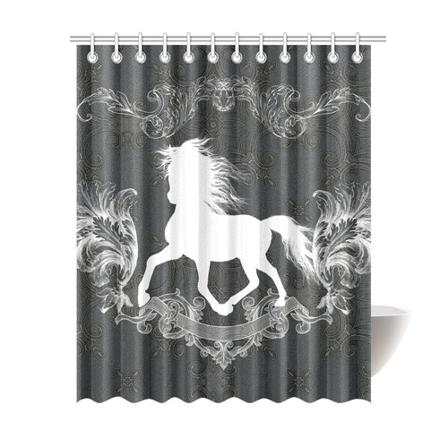 Horse, black and white Shower Curtain 69"x84"