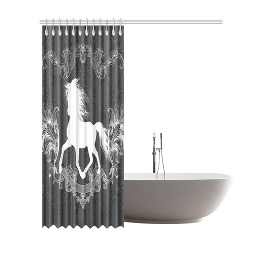 Horse, black and white Shower Curtain 69"x84"