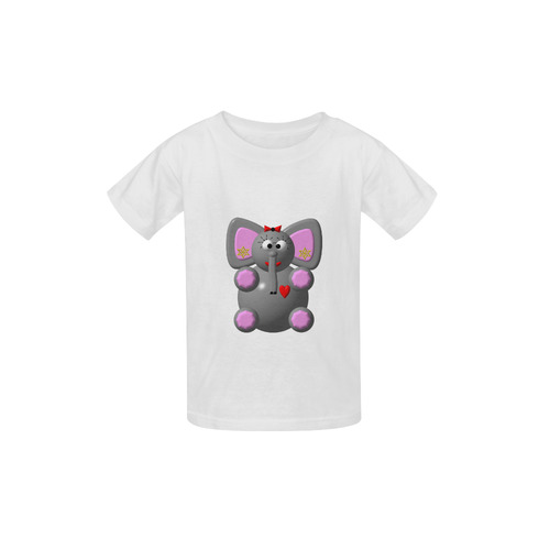 Cute Critters with Heart Elephant with Earrings Kid's  Classic T-shirt (Model T22)