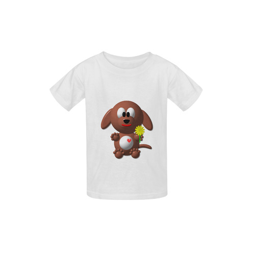 Cute Critters with Heart Dog with Dandelion Kid's  Classic T-shirt (Model T22)