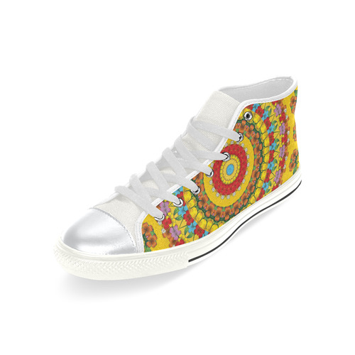 Blooming mandala High Top Canvas Shoes for Kid (Model 017)