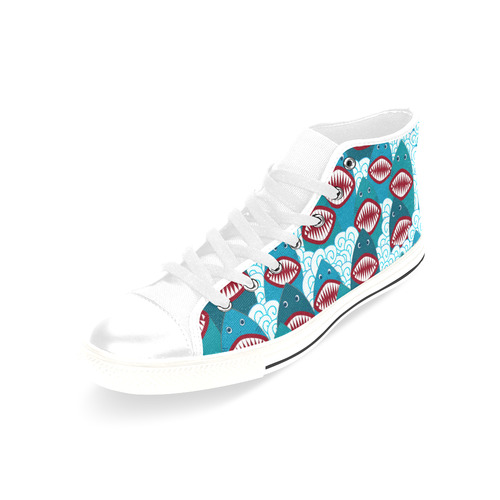 Angry Sharks Men’s Classic High Top Canvas Shoes /Large Size (Model 017)
