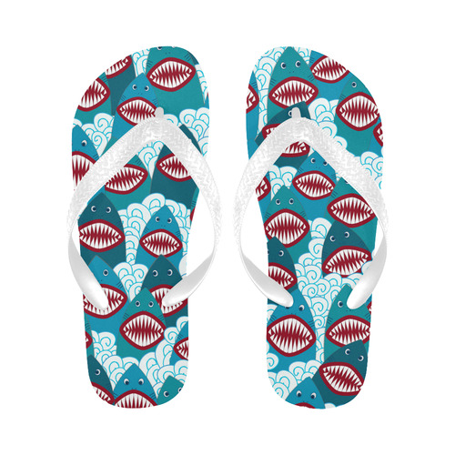 Angry Sharks Flip Flops for Men/Women (Model 040)