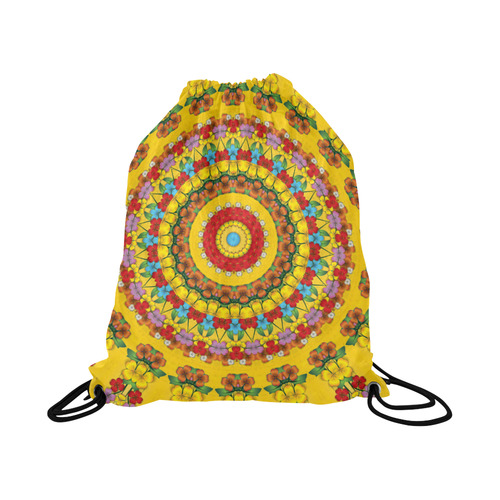 Blooming mandala Large Drawstring Bag Model 1604 (Twin Sides)  16.5"(W) * 19.3"(H)