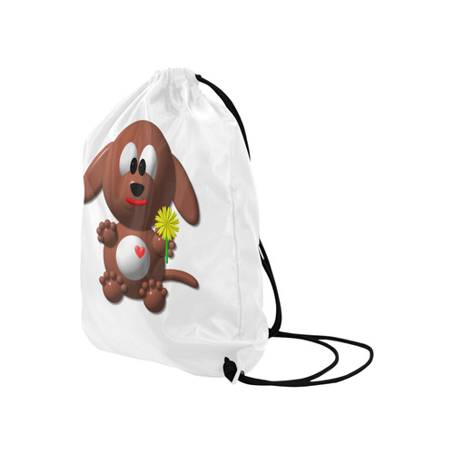 Cute Critters with Heart Dog with Dandelion Large Drawstring Bag Model 1604 (Twin Sides)  16.5"(W) * 19.3"(H)