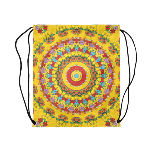 Blooming mandala Large Drawstring Bag Model 1604 (Twin Sides)  16.5"(W) * 19.3"(H)