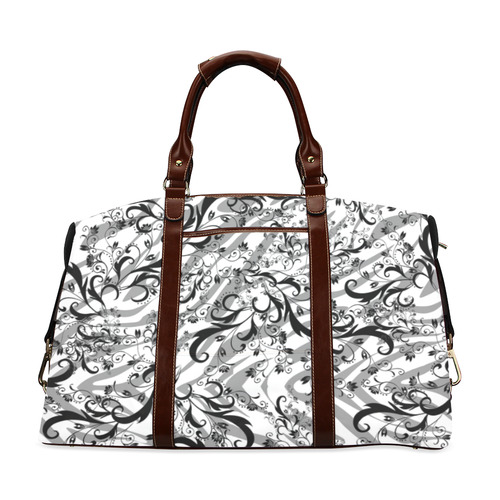 Wild Floral Black White Print Juleez Classic Travel Bag (Model 1643) Remake