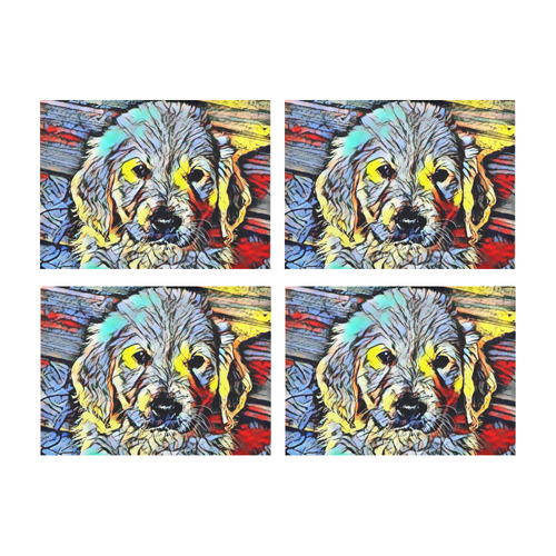 Color Kick - Puppy by JamColors Placemat 14’’ x 19’’ (Set of 4)