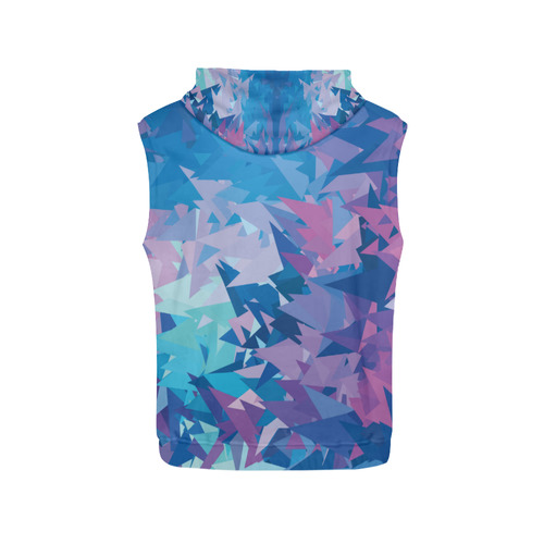 Blue Poly All Over Print Sleeveless Hoodie for Women (Model H15)