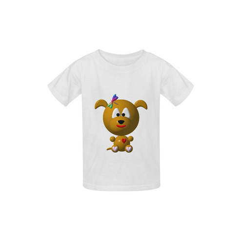 Cute Critters with Heart Dog with Dragonfly Kid's  Classic T-shirt (Model T22)